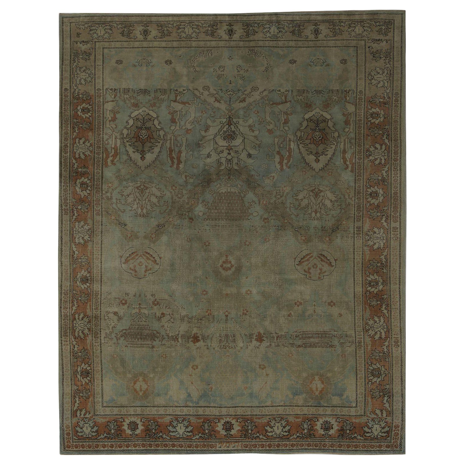 Persische Aserbaidschanische Teppiche - Wolle Elfenbein Hellblau Design - 96845