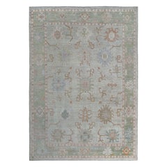 Afghanistan Oushak-Teppiche - Wolle Blau Grün Elfenbein Design - 97275