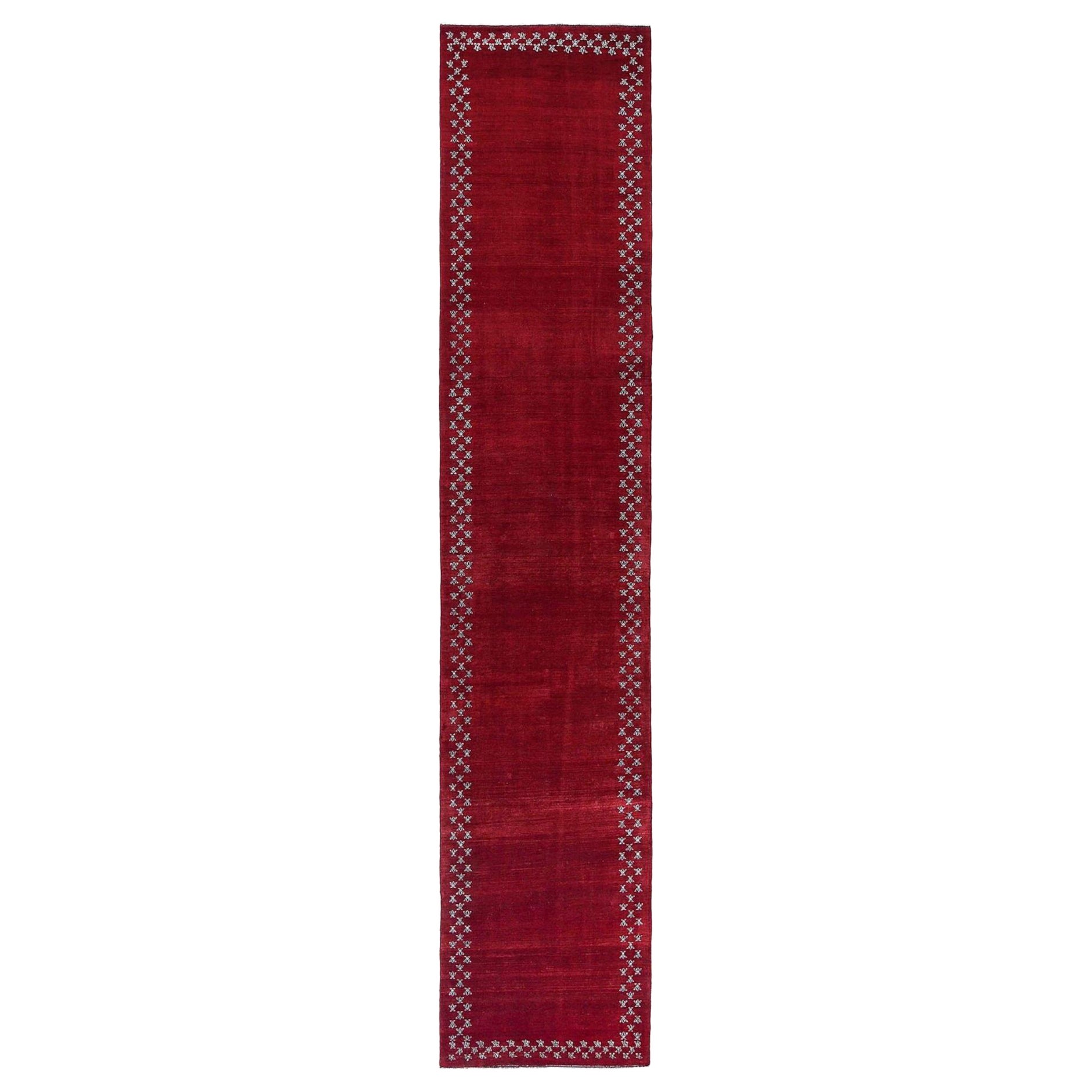 Persischer Bijar-Läufer aus Wolle – rotes Design – 96885
