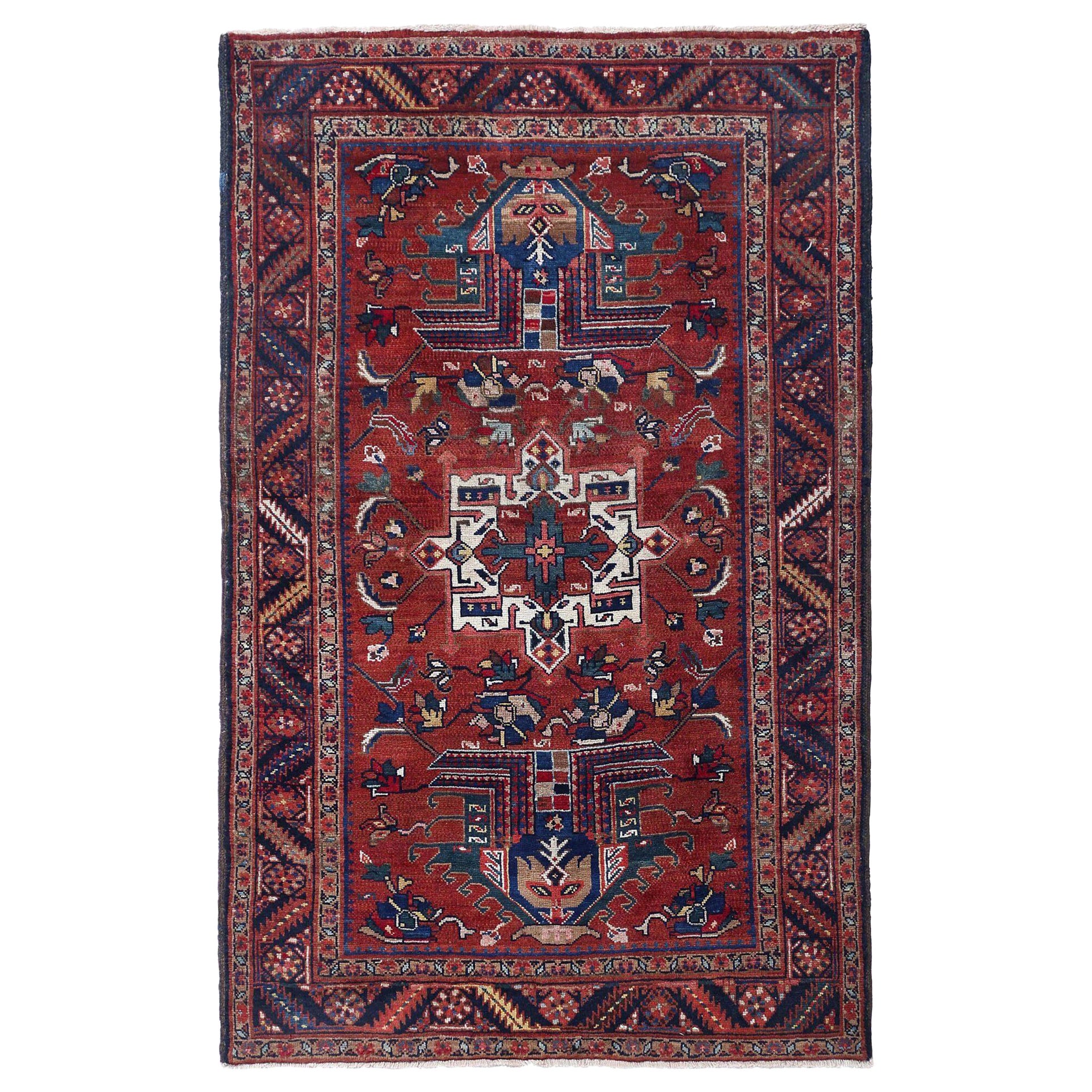 Persischer Heriz Kleiner Teppich - Wolle Rot Design - 96900