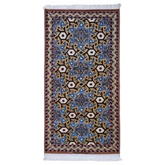 Persian Isfahan Small Rug - Wool Black Yellow Design - 96901