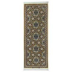 Persian Isfahan Small Rug - Wool Black Yellow Design - 96895