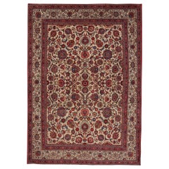 Persian Kashan Area Rugs - Wool Ivory Design - 97212