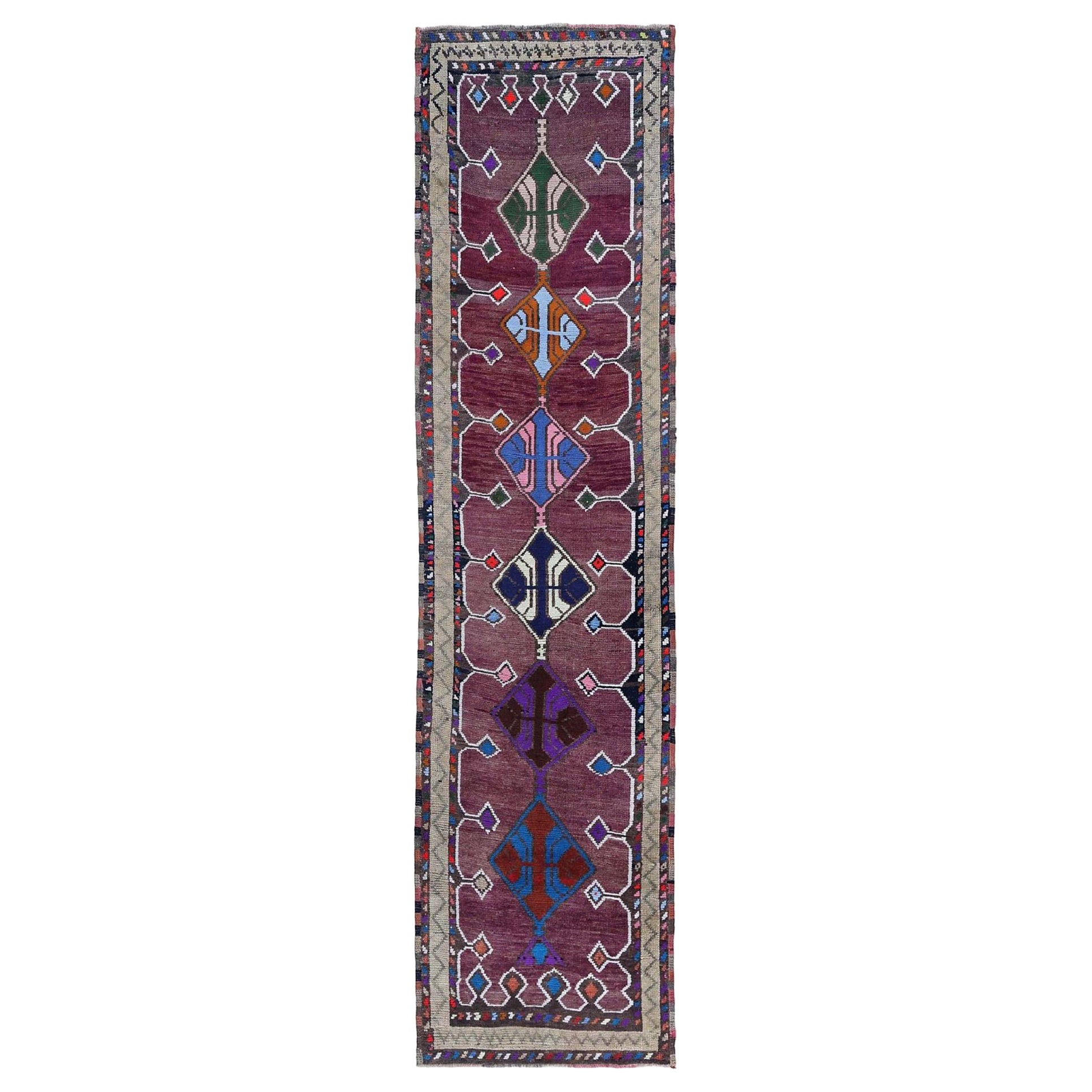 Tappeto Persiano Azerbaijan - Lana Blu Verde Rosso Purpel - 96775