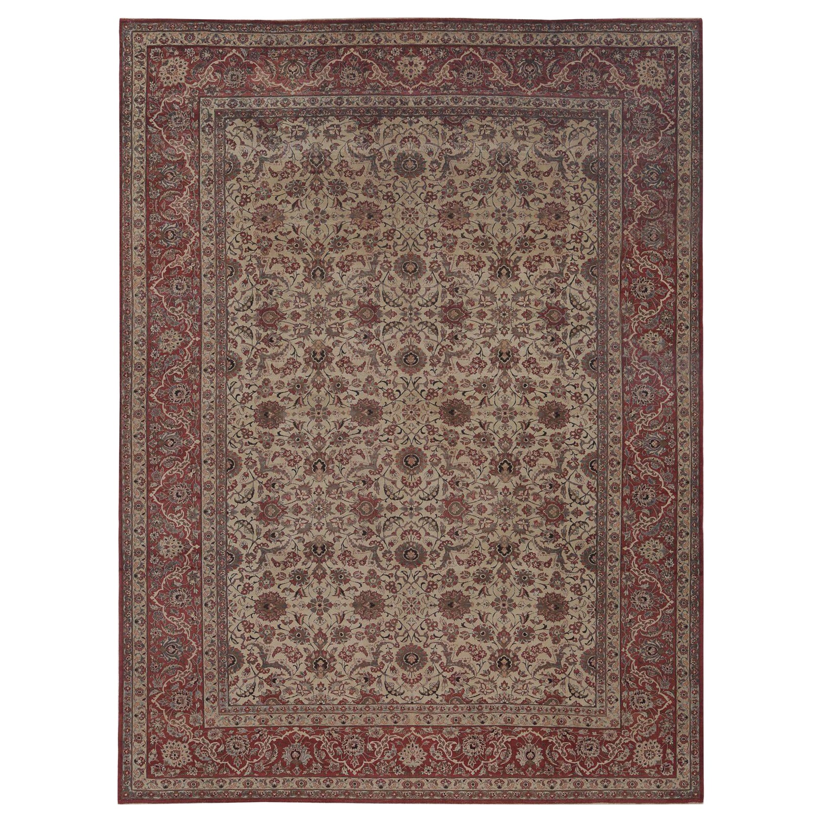 Persian Isfahan Area Rugs - Wool Ivory Design - 97216