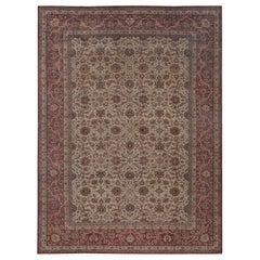 Persian Isfahan Area Rugs - Wool Ivory Design - 97216
