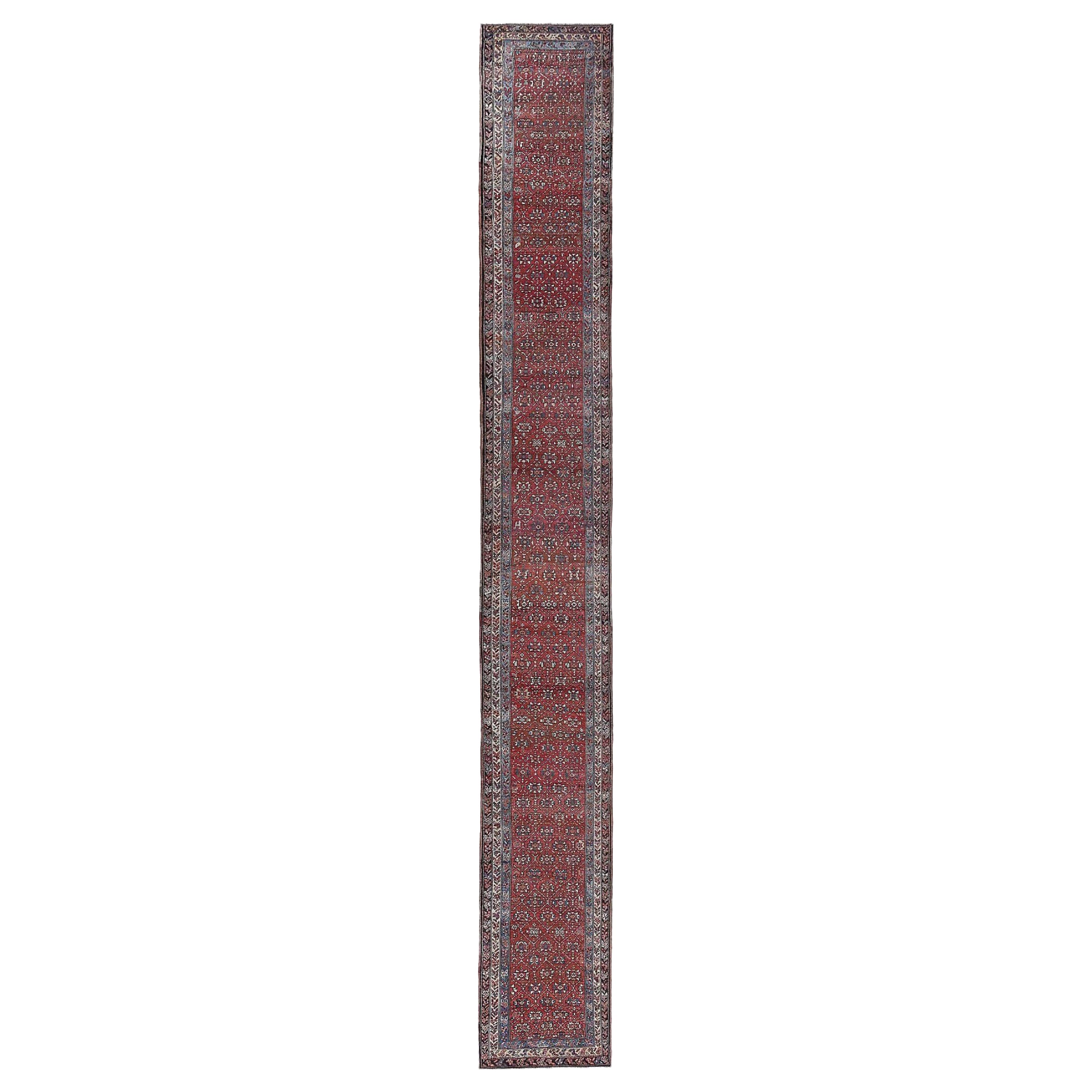 Persischer Bakhshayesh-Läufer aus Wolle – rotes Design – 96783
