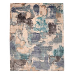 India Area Rugs - Wool Blue Brown Ivory Purpel Design - 97320