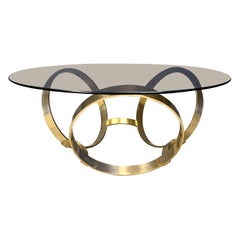 Tavolino in ottone vintage attribuito a Knut Hesterberg, anni '70
