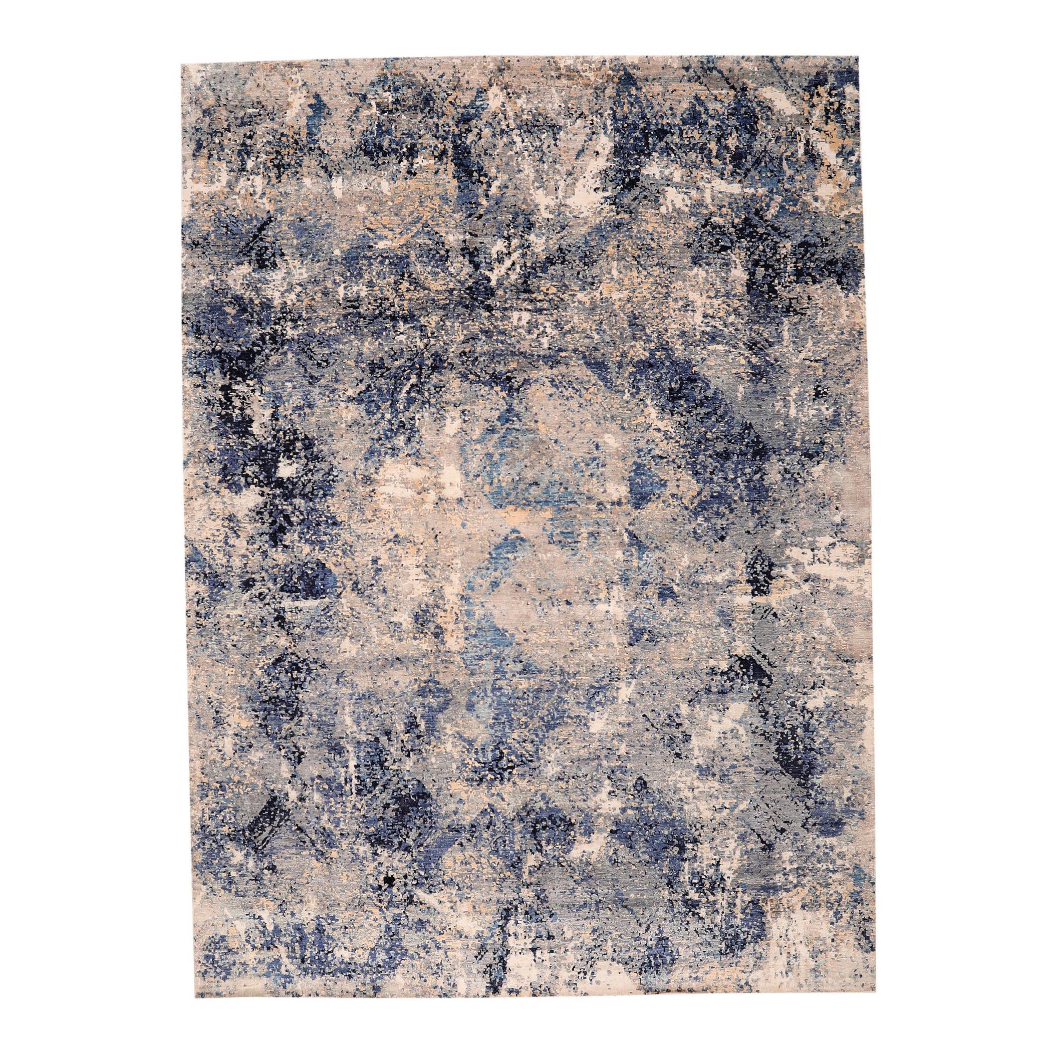 Tapis de laine bleu ivoire - 97323