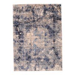 Indische Teppiche - Wolle Blau Elfenbein Design - 97323