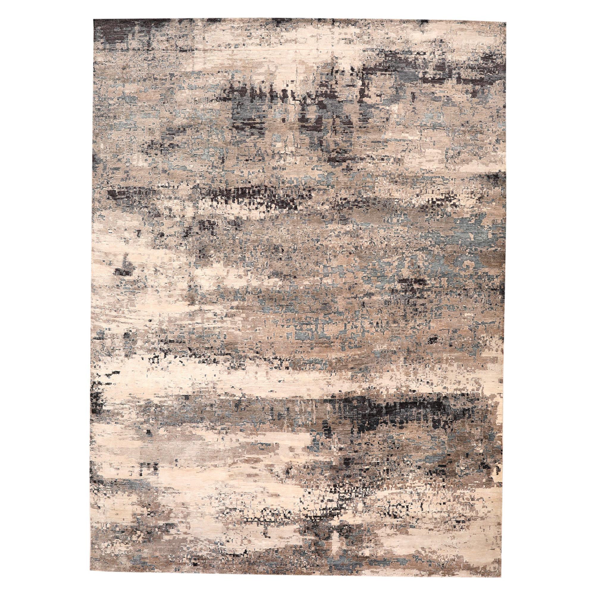 Tappeti India - Lana Marrone Grigio Avorio Design - 97326