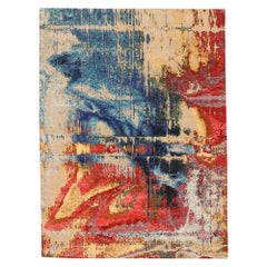India Area Rugs - Wool Blue Ivory Red Yellow Design - 97328