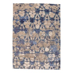 Indische Teppiche - Wolle Blau Elfenbein Taupe Design - 97330