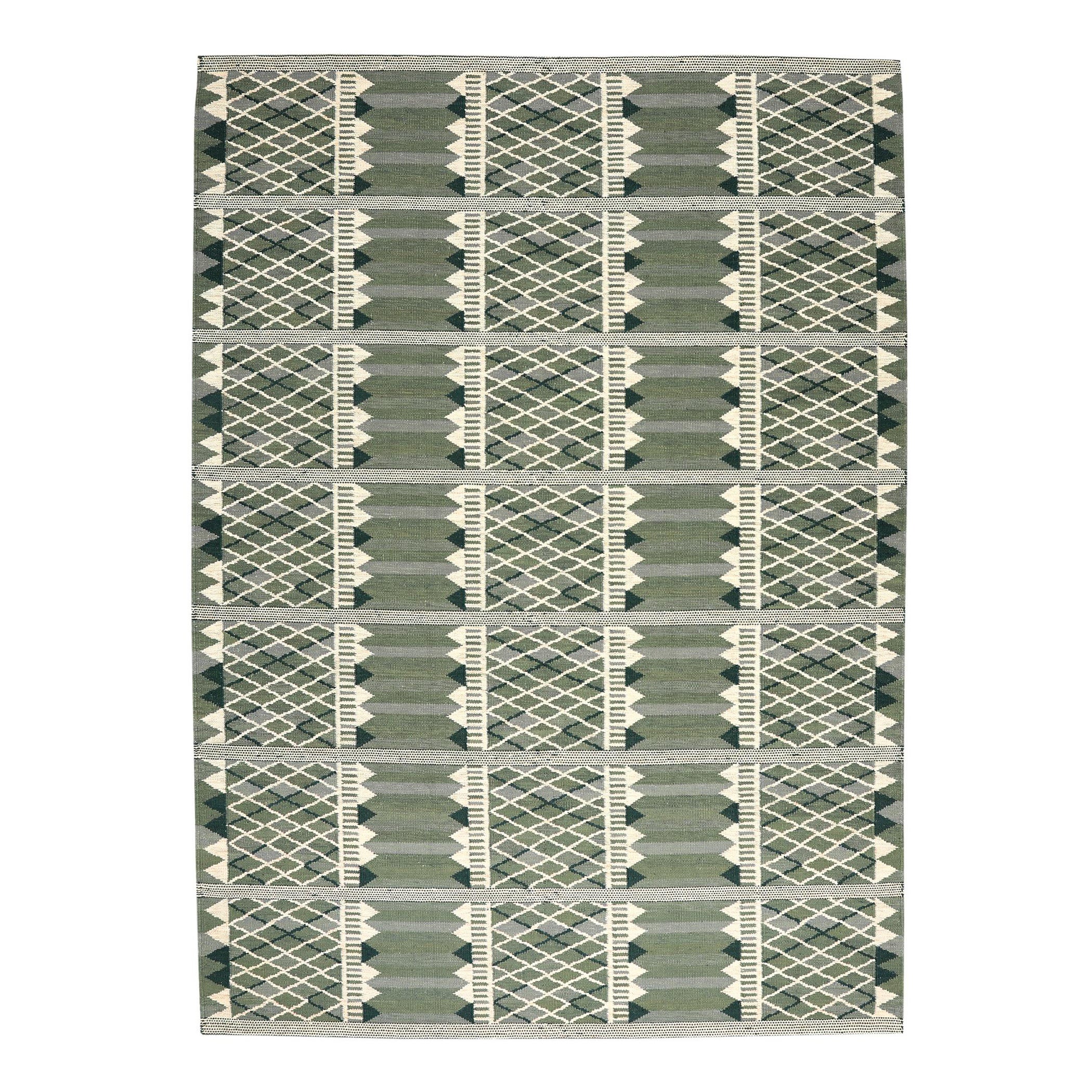 Tapis de la collection suédoise Afghanistan vert ivoire - 97359
