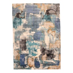 India Area Rugs - Wool Blue Brown Ivory Yellow Design - 97334