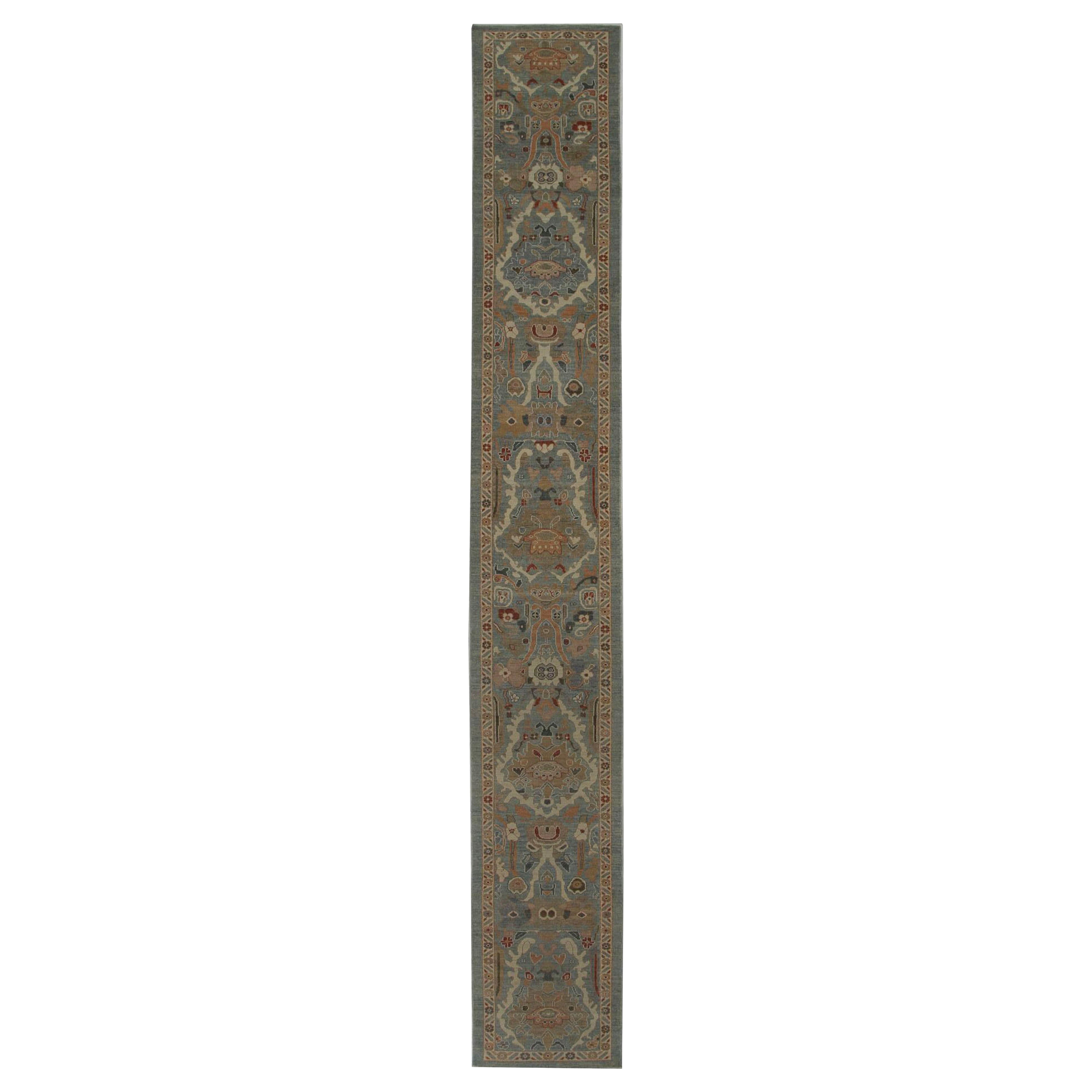 Sultanabad-Läufer aus Afghanistan in Sultanabad in Grau - Wolle mit grauem Design - 97303 im Angebot