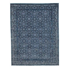 India Area Rugs - Wool Blue Design - 96632
