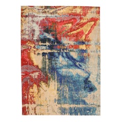 Indische Teppiche - Wolle Blau Grün Elfenbein Rot Design - 97336