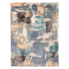India Area Rugs - Wool Blue Brown Ivory Yellow Design - 97338