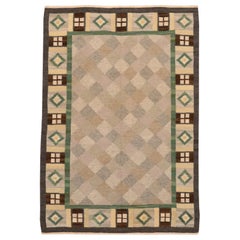 Alfombra Pequeña Colección Sueca Europa - Lana Verde Diseño Marfil - 97371