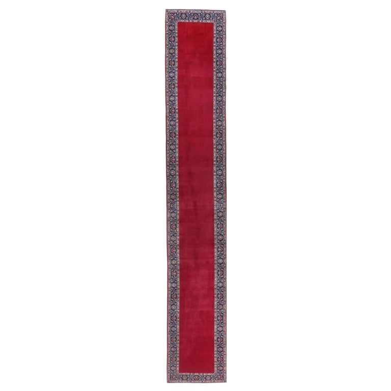 Persischer Kashan-Läufer aus Wolle – rotes Design – 97391 im Angebot