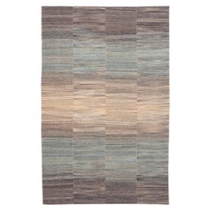 Afghanistan Kilim Area Rugs - Wool Blue Brown Ivory Design - 97516