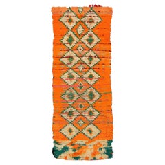 Moroccan Moroccan Runner Rug - Wool Ivory Orange Design - 97529