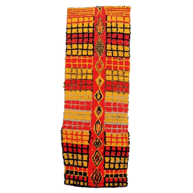Tapis de course marocain - Laine rouge jaune - 97530