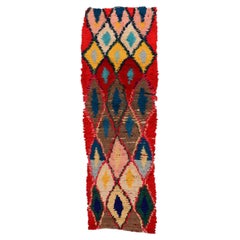 Moroccan Moroccan Runner Rug - Wool Blue Red Yellow Design - 97531