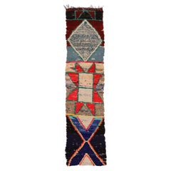 Moroccan Moroccan Runner Rug - Wool Blue Ivory Red Design - 97527