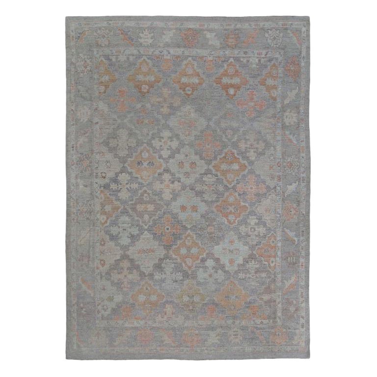 Afghanistan Oushak Area Rugs - Wolle Blau Braun Orange Design - 97492