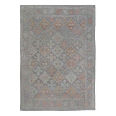 Tapis Afghanistan Oushak - Laine Bleu Brown Orange Design - 97492