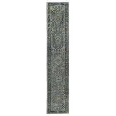 Tapis de course Persan Malayer - Laine Bleu Brown Ivory Design - 97542