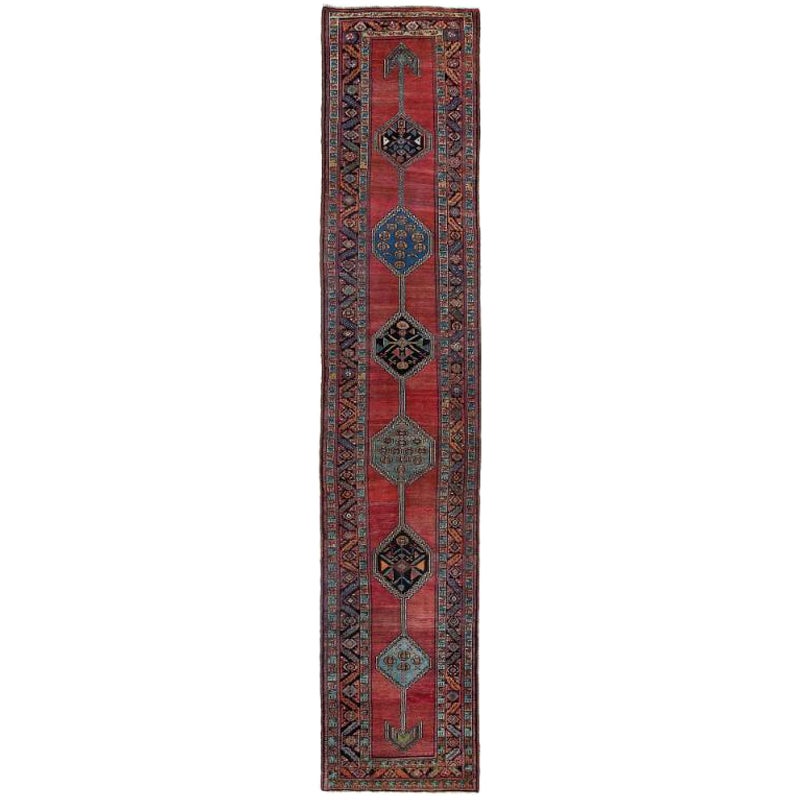 Persischer Sarab-Läufer - Wolle Schwarz Blau Rot Design - 97901