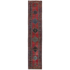 Tapis de course persan Sarab - Laine Noir Bleu Rouge Design - 97901