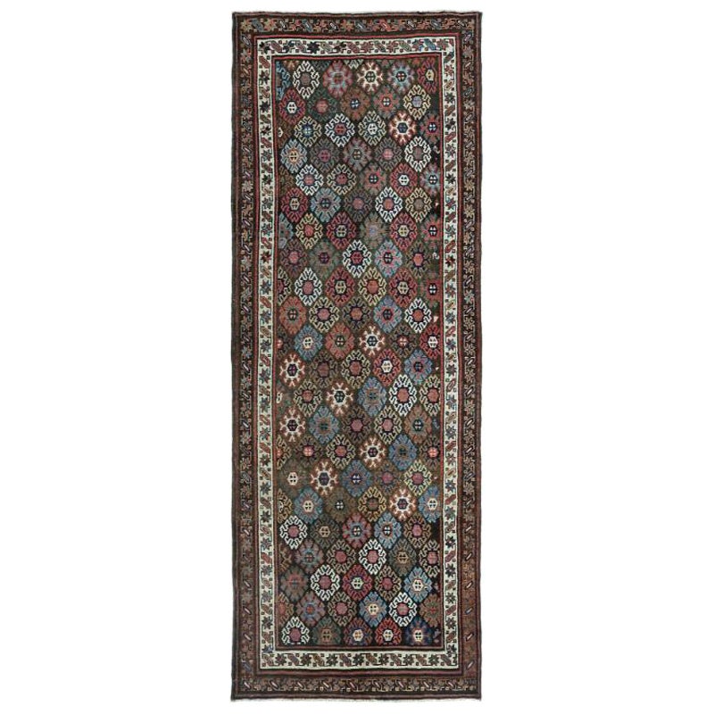 Tapis de course persan Bijar - Laine Brown Ivory Red Design - 97902