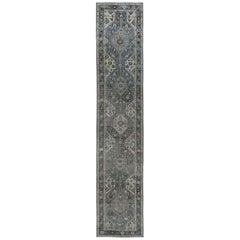 Tapis de course Persan Malayer - Laine Brown Gray Ivory Design - 97904