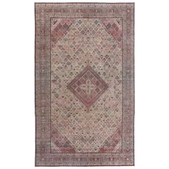 Tapis persan Joshagan, motif en laine ivoire rose - 97581