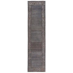 Tapis de course Persan Malayer - Laine Bleu Brown Ivory Design - 97608