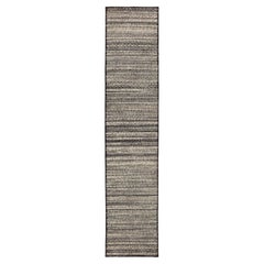 India Modern Runner Rug - Wool Brown Ivory Design - 94047