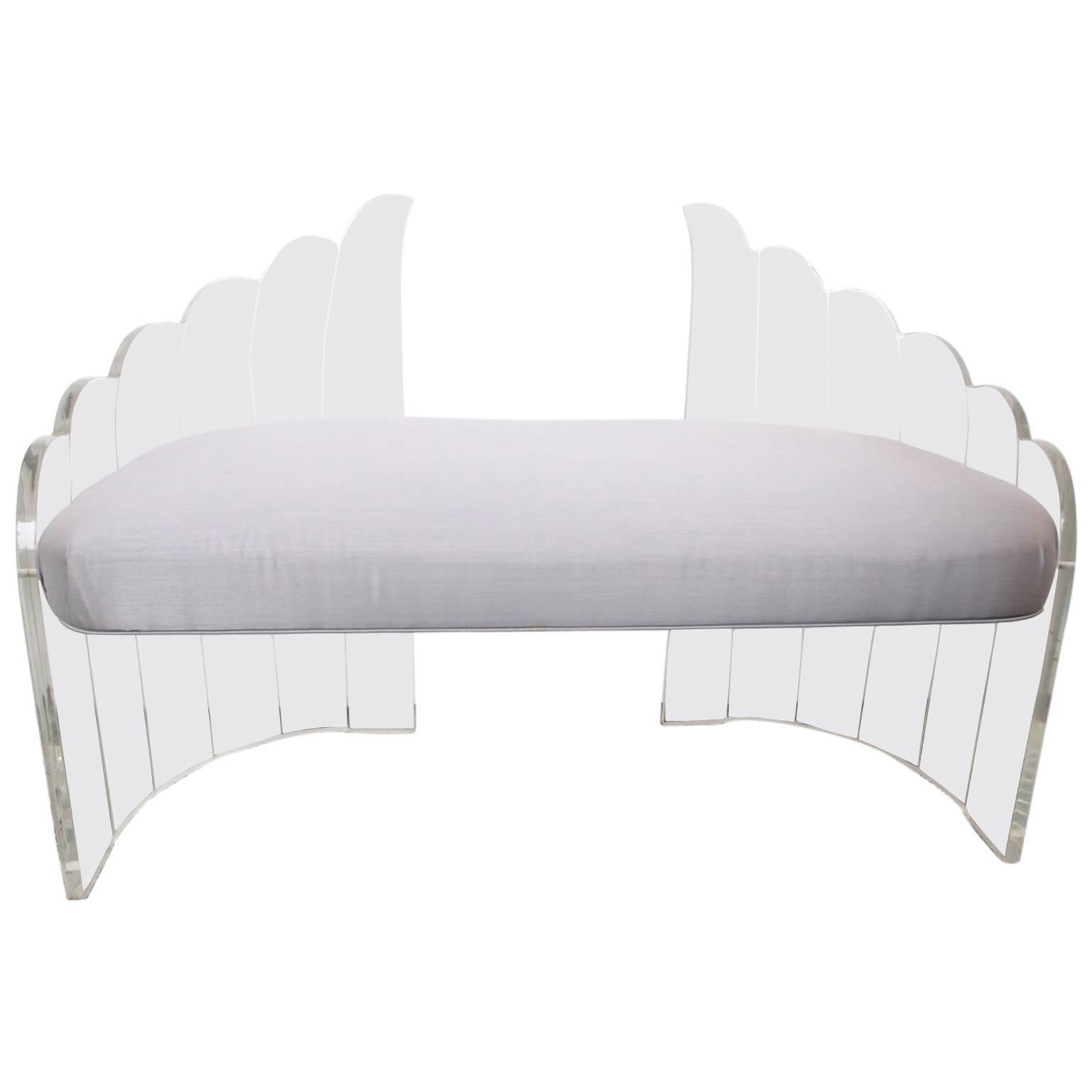 Lucite Settee Bench in the Style of Charles Hollis Jones