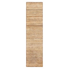 India Modern Runner Rug - Wool Brown Ivory Design - 94049