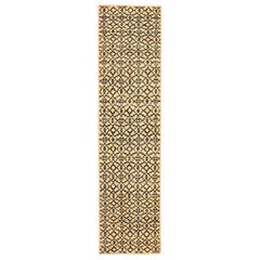 India Modern Runner Rug - Wool Brown Ivory Yellow Design - 94051