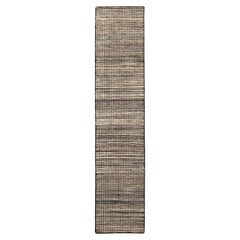 India Modern Runner Rug - Wool Brown Ivory Design - 94053