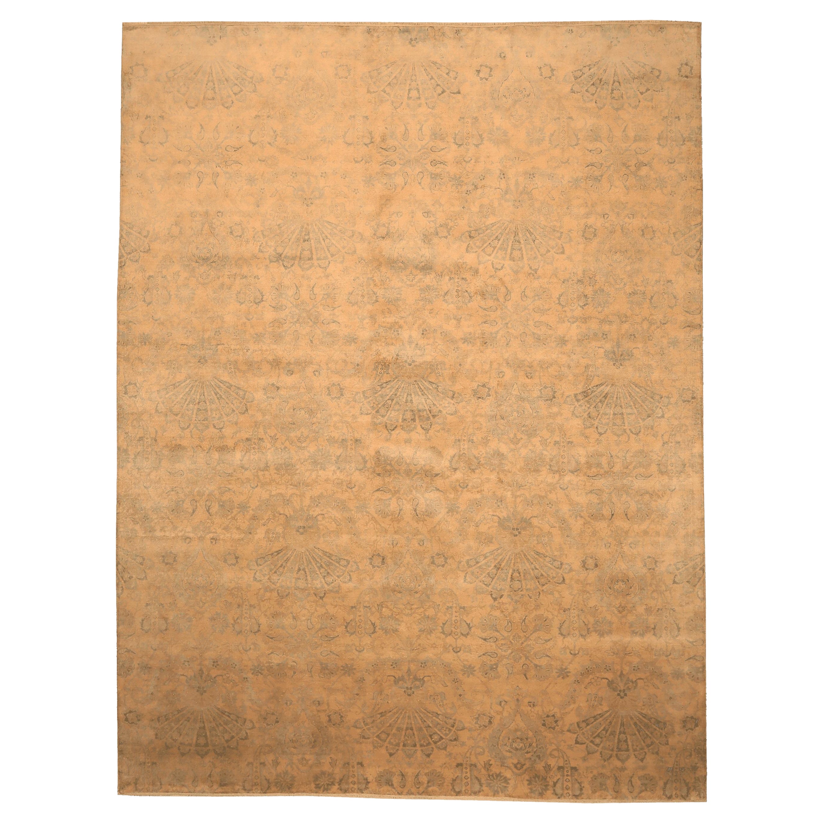 Tapis modernes indiens - motif jaune en laine - 94143 en vente