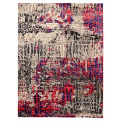 Alfombras de Seda India Sari - Lana Negro Azul Marrón Marfil Rojo - 94145