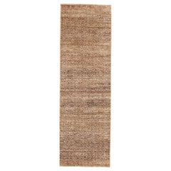 India Modern Runner Rug - Wool Brown Ivory Design - 94206