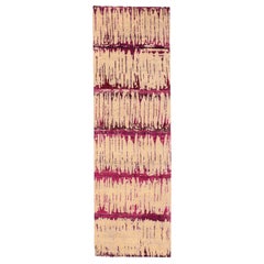 Alfombra Ikat India - Lana Marfil Rosa Diseño Purpel - 94214