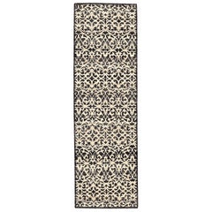 India Modern Runner Rug - Wool Brown Ivory Design - 94207